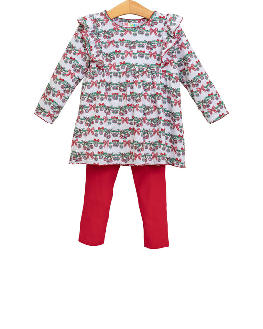 Bows & Baubles Christmas Flutter Pants Set
