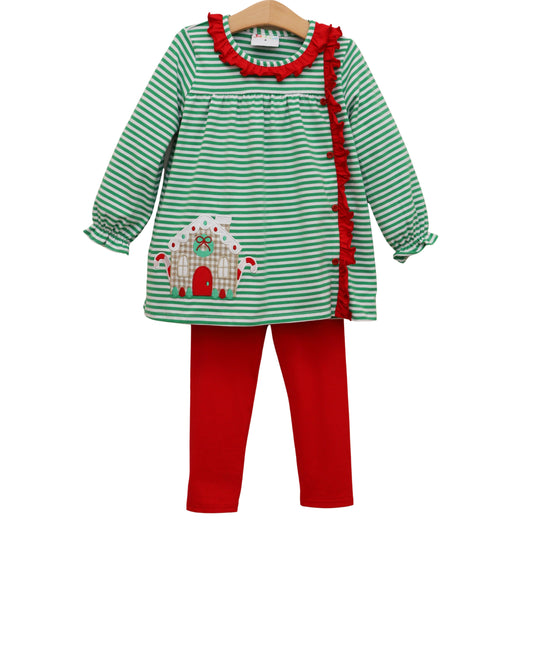Christmas Cottage Ruffle Pants Set