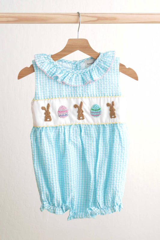 Blue Easter Smocked Bubble