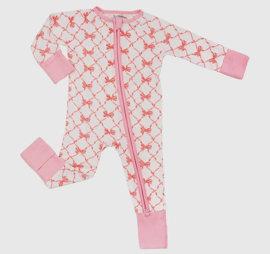 Bow Bamboo Zip Up Onesie